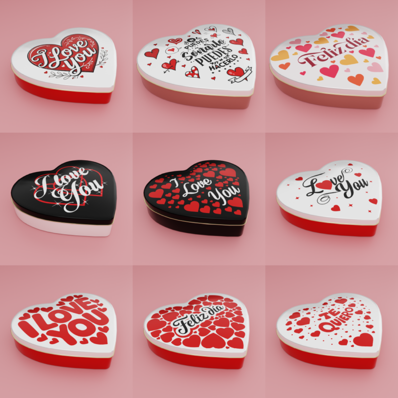 Lata Corazón - TE QUIERO - Bulto por 25 unidades surtidas.