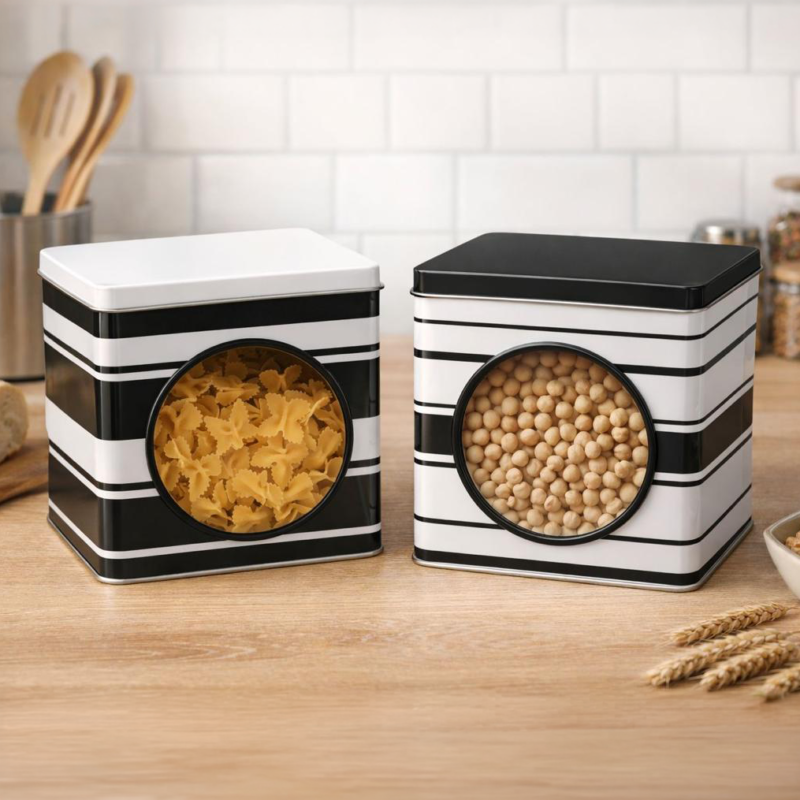 Lata Pannetone visor - BLACK & WHITE - Bulto por 12 unidades surtidas.