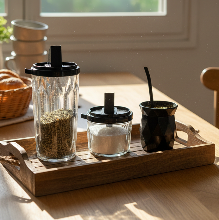 Combo Matero - CRISTAL -mate + bombilla yerbera y azucarera - Bulto por 8 combos .