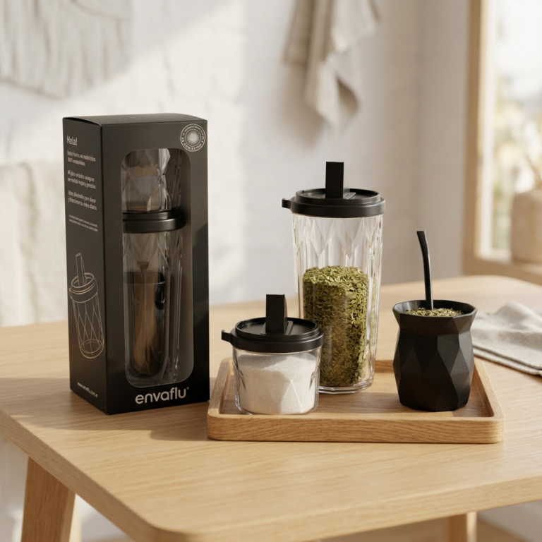 Combo Matero - CRISTAL -mate + bombilla yerbera y azucarera - Bulto por 6 combos .