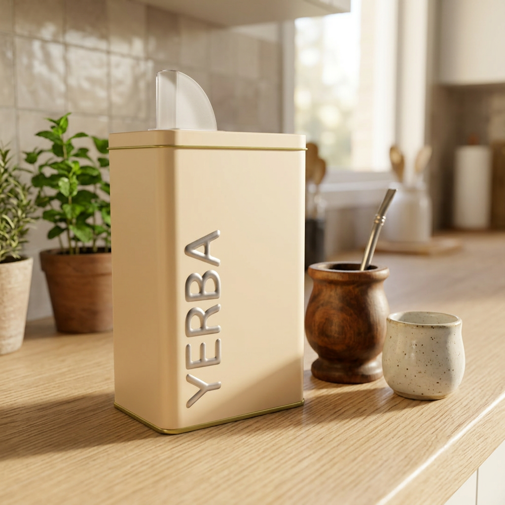 Yerbera Rectangular - RELIEVE PLATA - Bulto por 12 unidades.